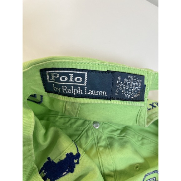 Vintage Polo Ralph Lauren Hat Strapback Cap Green Big Pony #3 MCMLXVII Cotton - Picture 7 of 7
